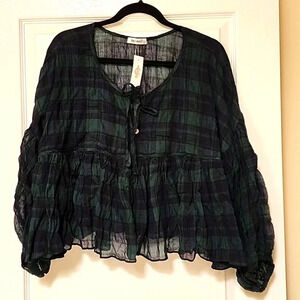 Day + Moon baby doll crop top, size Large